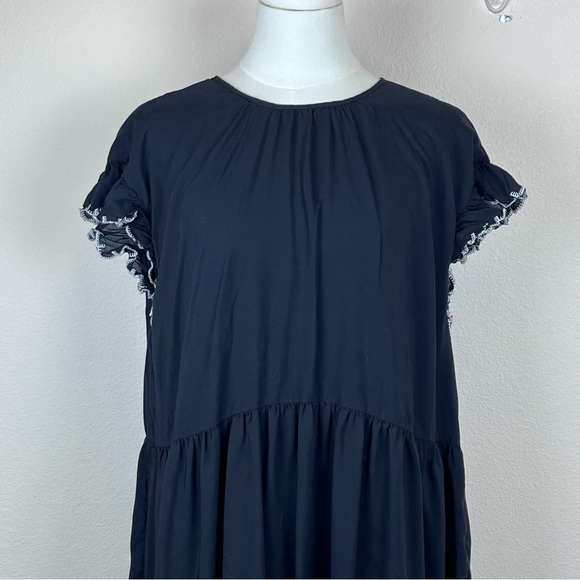 Wilfred Aritzia Dress Womens Large Mini Babydoll Tiered Ruffle Lace Goth Black - Picture 3 of 13